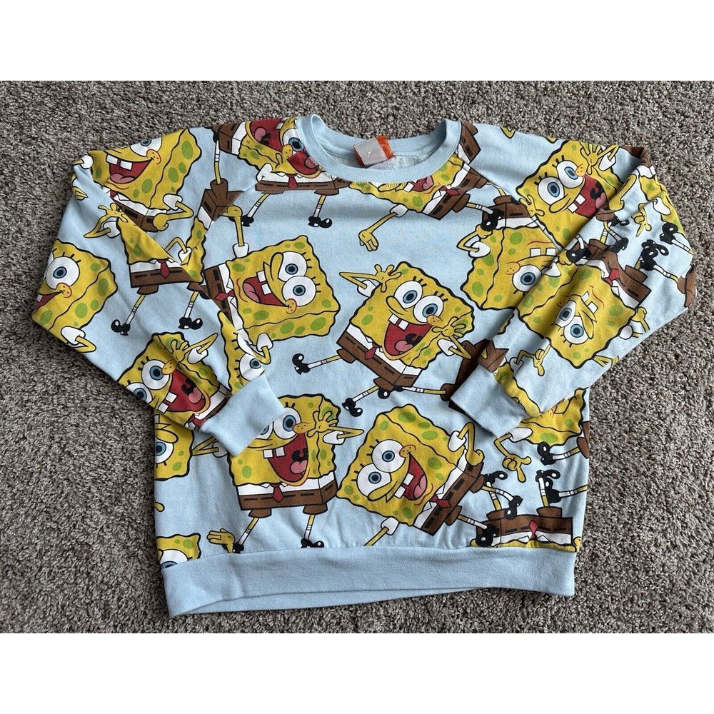 SpongeBob Square Pants All Over‎ Print Crew Neck Sweater Size M